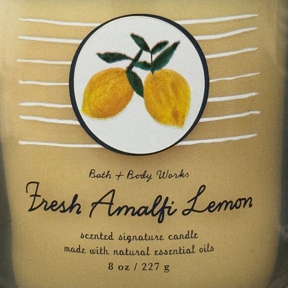 BBW Fresh Amalfi Lemon Bath & Body Works Single Wick Candle - Picture 3 of 10